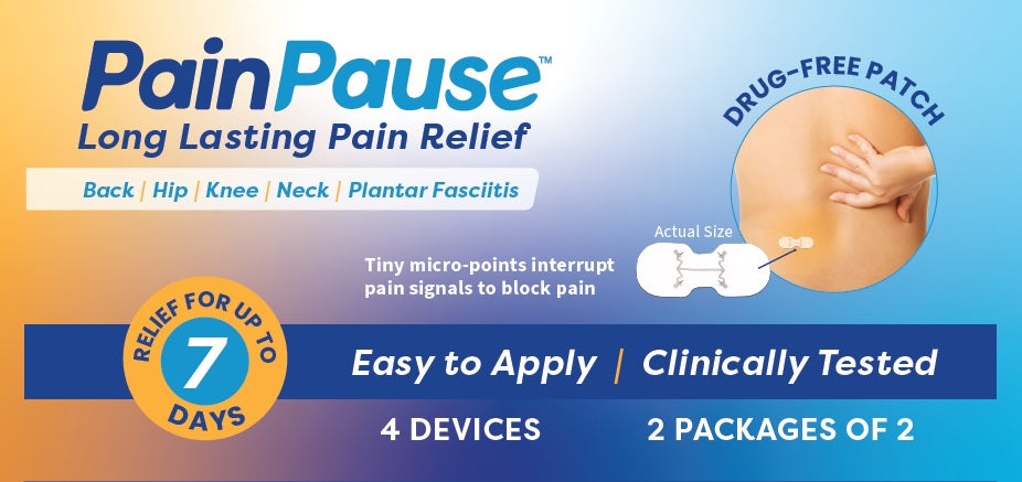 PainPause Pain Relief Patches (4 Devices; 2 Packages of 2)